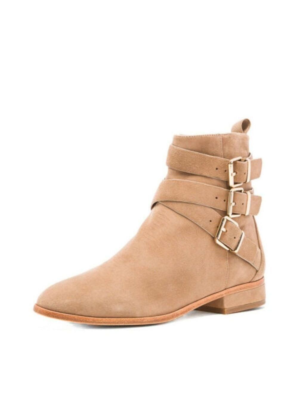 RAYE Tan Genevieve Suede Triple Gold Bootie